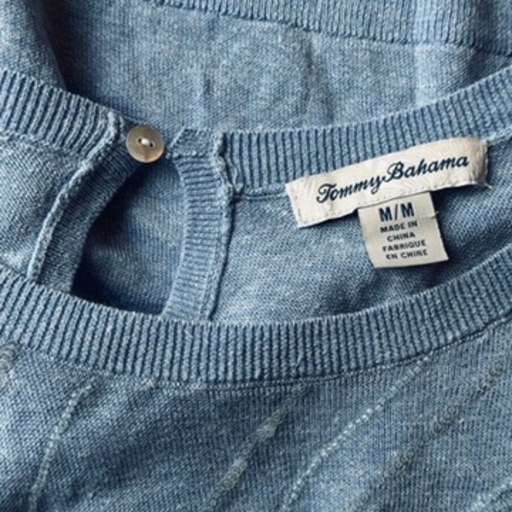 Tommy Bahama Blue Sleeveless Knit Top – Subtle Metallic Detail, Size M - Picture 3 of 3